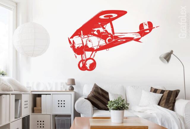 Airplane Biplane - Wall Decal Sticker Decoration Tattoo Interior Design Motif W601A - image 1
