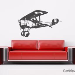 Airplane Biplane - Wall Decal Sticker Decoration Tattoo Interior Design Motif W601A - thumbnail 2