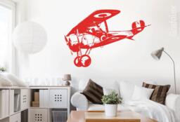 Airplane Biplane - Wall Decal Sticker Decoration Tattoo Interior Design Motif W601A - thumbnail 1