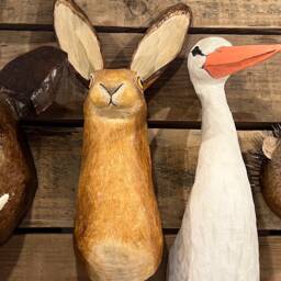 Paper Mache Hare Sculpture, Faux Taxidermy Rabbit Head - thumbnail 2