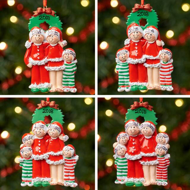 Personalised Christmas Tree Decoration Ornament - Wreath Family - image 1