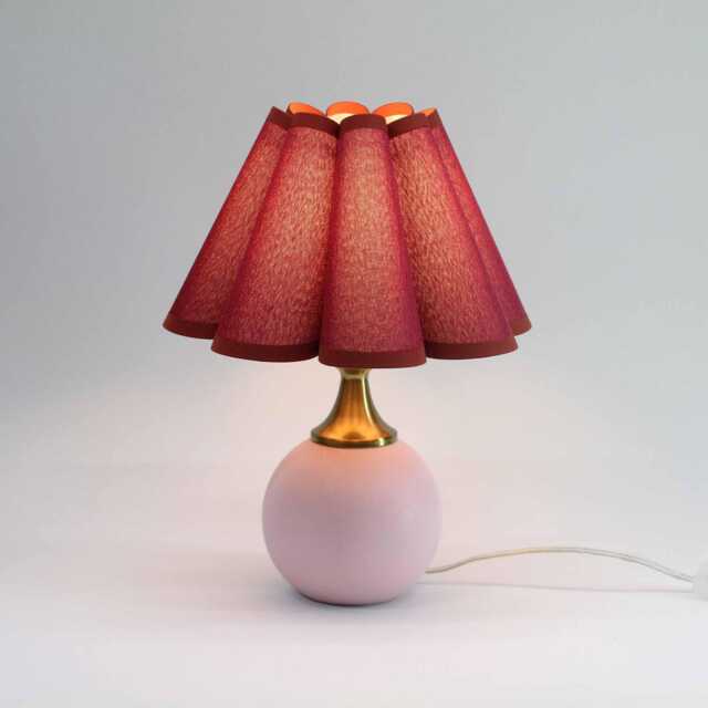 Wine Red Fabric Lamp Handmade Ceramic Base Table Lamp-132# - image 1