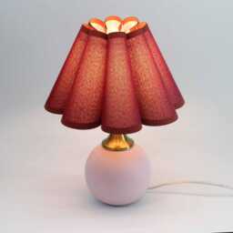Wine Red Fabric Lamp Handmade Ceramic Base Table Lamp-132# - thumbnail 4