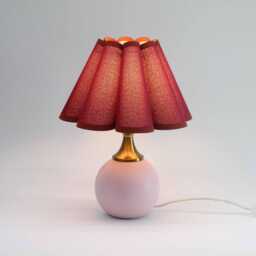 Wine Red Fabric Lamp Handmade Ceramic Base Table Lamp-132#