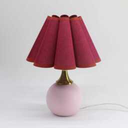 Wine Red Fabric Lamp Handmade Ceramic Base Table Lamp-132# - thumbnail 2