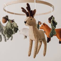 Forest Mobile. Forest Animals. Fox Fawn Baby Mobile. Made in France. Nursery Baby Shower Gift. Birth Registry - thumbnail 3
