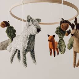 Forest Mobile. Forest Animals. Fox Fawn Baby Mobile. Made in France. Nursery Baby Shower Gift. Birth Registry - thumbnail 4