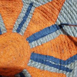 Woven Wall Basket Set Orange Boho Decor, African Plate Style - thumbnail 2