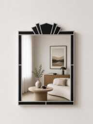 Black Art Deco Wall Mirror, Handmade - thumbnail 1