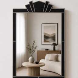 Black Art Deco Wall Mirror, Handmade - thumbnail 3
