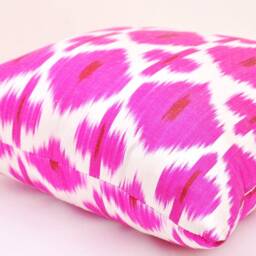 Handmade Pink Ikat Pillow Cover, Decorative Cushion - 20x20 Inch - thumbnail 2