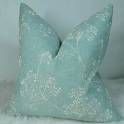 John Lewis & Partners Cow Parsley Fabric Cushion Cover Embroidered Duck Egg Pillow Throw Scatter Cover Country Home - thumbnail 2