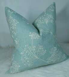 John Lewis & Partners Cow Parsley Fabric Cushion Cover Embroidered Duck Egg Pillow Throw Scatter Cover Country Home - thumbnail 1