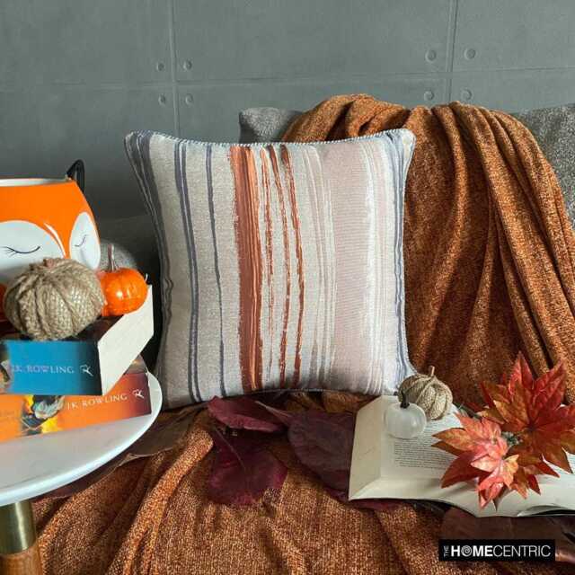 "Fall Pillow Cover Jacquard Silk Rust Orange Color 16""x16" - image 1