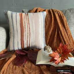 "Fall Pillow Cover Jacquard Silk Rust Orange Color 16""x16" - thumbnail 2