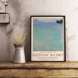 Gustav Klimt Exhibition Poster, Attersee, Wall Art Decor, Nouveau, Vintage, Gift Idea, Gallery Art, Water, Scenery - thumbnail 3