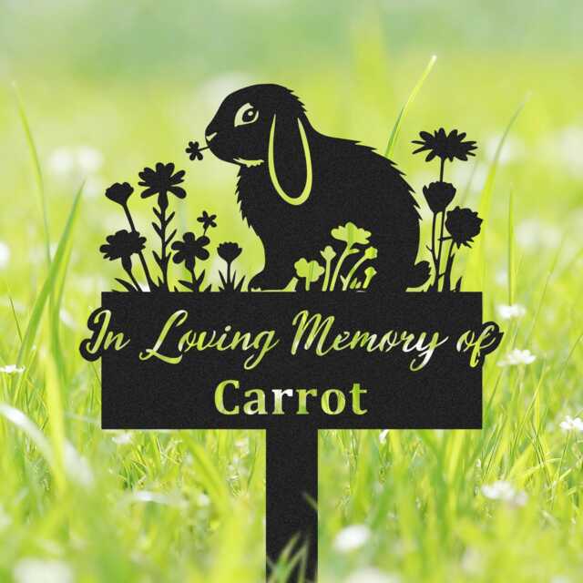 Custom Lop Rabbit Memorial Stake, Bunny Grave Marker, Metal Sign, Personalized Garden Decor, Pet Loss Gift, Sympathy Sign - image 1