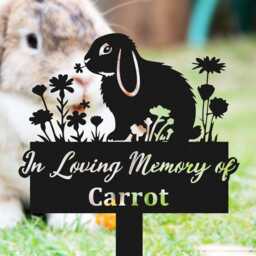 Custom Lop Rabbit Memorial Stake, Bunny Grave Marker, Metal Sign, Personalized Garden Decor, Pet Loss Gift, Sympathy Sign - thumbnail 3
