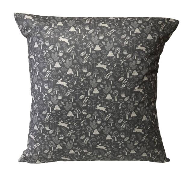 "1 X Wild Woodland Hares Owls Foxes Grey Cream Cushion Cover 16"" 18" - image 1