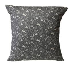 "1 X Wild Woodland Hares Owls Foxes Grey Cream Cushion Cover 16"" 18" - thumbnail 1