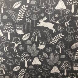 "1 X Wild Woodland Hares Owls Foxes Grey Cream Cushion Cover 16"" 18" - thumbnail 2