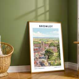 Bromley, London Borough Travel Poster - Vintage City UK England Illustration Art Print - thumbnail 2