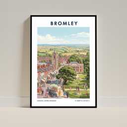 Bromley, London Borough Travel Poster - Vintage City UK England Illustration Art Print - thumbnail 1