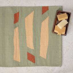 Lime Cream Handwoven Bathmat - Soft Cotton Shower Bath Mat Runner Funky Flatwoven Toilet Sink Cute Doorstep Kilim Rug 26x20 2x3 - thumbnail 3