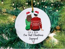 Personalized Engagement Christmas Bauble First Engaged Ornament