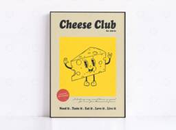 Retro Cheese Club Print Funny Foodie Wall Art - thumbnail 1