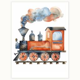 steam Locomotive Print Vintage Train Nursery Decor - thumbnail 1