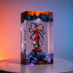 Haz.bin H0.tel Alast0R Resin Lamp, Unique Led Diorama Night Light, Anime Character Collectible Art, Demon Radio Host Display - thumbnail 1