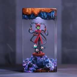 Haz.bin H0.tel Alast0R Resin Lamp, Unique Led Diorama Night Light, Anime Character Collectible Art, Demon Radio Host Display - thumbnail 2