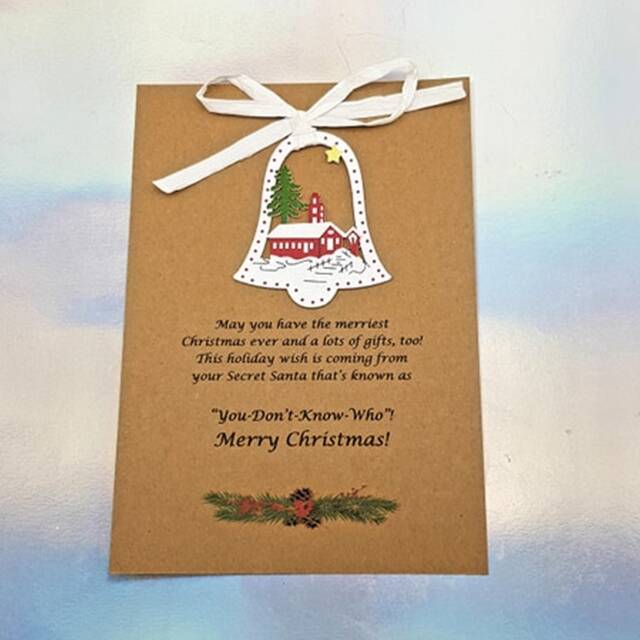 Personalized Secret Santa Gift Card With Wooden Christmas Ornament - image 1