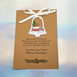 Personalized Secret Santa Gift Card With Wooden Christmas Ornament - thumbnail 1