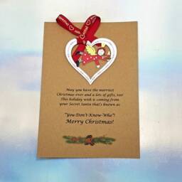 Personalized Secret Santa Gift Card With Wooden Christmas Ornament - thumbnail 2