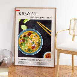 Khao Soi Food Poster, Chinese Art, Print, Asian Art. Kitchen Decor, Gift, Recipe Poster A1/A2/A3/A4 - thumbnail 2