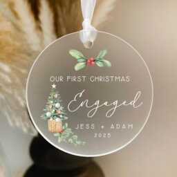Christmas Engaged Personalised Frosted Ornament - First Couple Gift Engagement - thumbnail 2