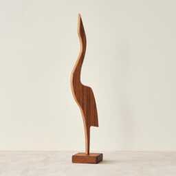 Handmade Mid Century Modern Wooden Heron Sculpture - Minimalist Bird Decor Walnut Or Striped Baltic Birch - thumbnail 2