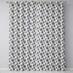 Black White Palm Trees Minimal Tropical Seamless Pattern Readymade Eyelet Ring Top Thermal 100% Blackout Curtains - thumbnail 2