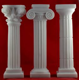Set Of 3 Greek Column Statues -Doric, Ionic, Corinthian Pillars-Miniature Stone Architecture Sculptures, Ancient Greece Home Decor, 6.5 Inch