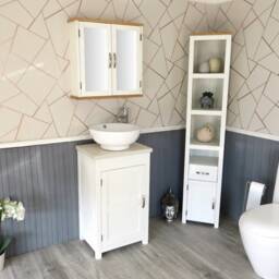 Cloakroom Bathroom Vanity Unit White Quartz Stone Ceramic Wash Basin 308Pwqcbc - thumbnail 3