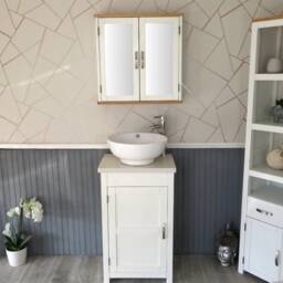 Cloakroom Bathroom Vanity Unit White Quartz Stone Ceramic Wash Basin 308Pwqcbc - thumbnail 2