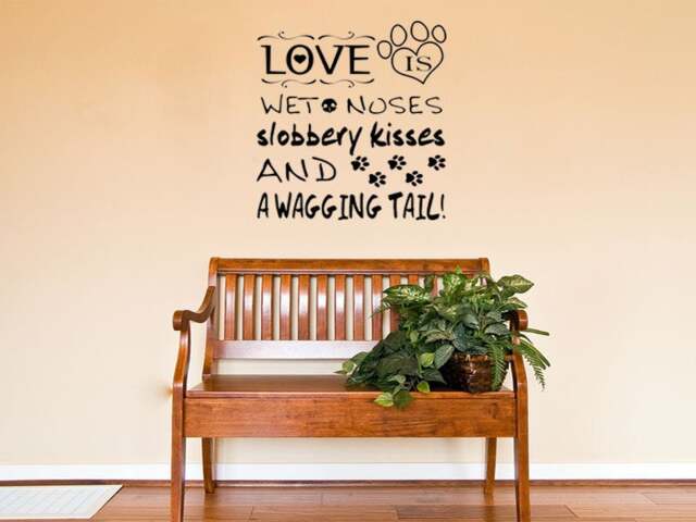 Love Is A Wagging Tail Wall Art Sticker, Dog Quote, Decal, Puppy - image 1
