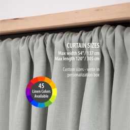 Natural Linen Curtain, Kitchen Cupboard, Bathroom Shelf, Custom Size Curtain