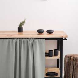 Natural Linen Curtain, Kitchen Cupboard, Bathroom Shelf, Custom Size Curtain - thumbnail 2