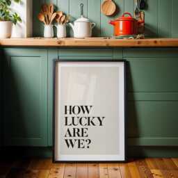 How Lucky Are We Print Home Decor, Wall Art, Stripe Print, Kitchen Bedroom Poster, Hallway Art - thumbnail 2