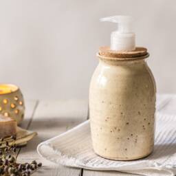 Handmade White Ceramic Bathroom Set Of Four, Soap Dispenser, Tray, Stand, Tea Light, Us Ddp - thumbnail 2