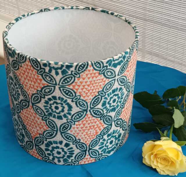 Lampshade, Orange/Turquoise - image 1