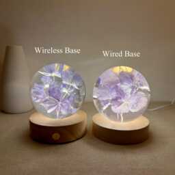 Custom Purple Hydrangea Resin Ball, Real Flower Night Light, Dried Floral Lamp, Preserved Art, Eternal Lamp Gift - thumbnail 3